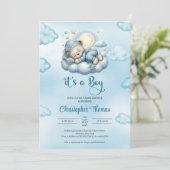 Whimsical schattig slapen teddybeer op wolk goud kaart (Staand voorkant)