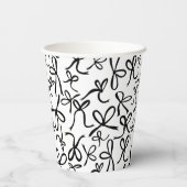 Whimsical Schattige B&W Bows Pattern Vrijgezellenf Papieren Bekers (Achterkant)