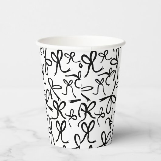 Whimsical Schattige B&W Bows Pattern Vrijgezellenf Papieren Bekers (Rechts)