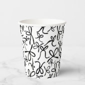 Whimsical Schattige B&W Bows Pattern Vrijgezellenf Papieren Bekers (Voorkant)