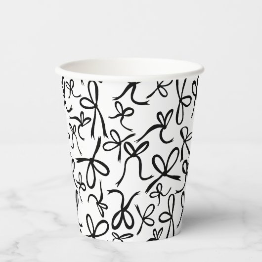 Whimsical Schattige B&W Bows Pattern Vrijgezellenf Papieren Bekers (Voorkant)