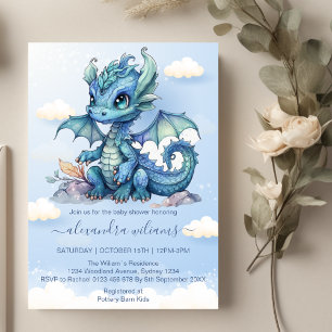 Whimsical Schattige Baby Dragon Baby shower Kaart