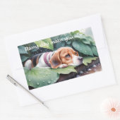 Whimsical Schattige Beagle regenachtige dag groen  Rechthoekige Sticker (Envelop)