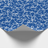 Whimsical Schattige Blauw Wit Bogen Patroon Chanoe Cadeaupapier (Hoek)