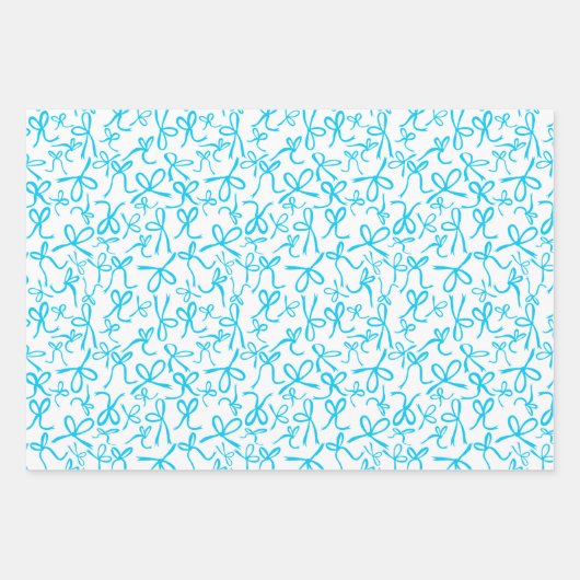 Whimsical Schattige Blauw Wit Bogen Patroon Girly  Inpakpapier Vel (Voorkant 3)