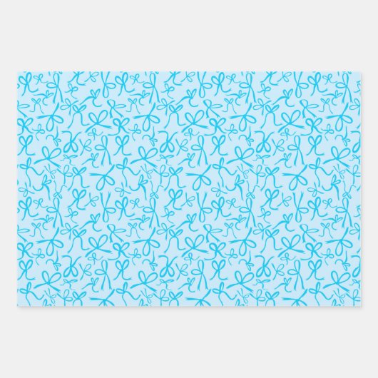Whimsical Schattige Blauw Wit Bogen Patroon Girly  Inpakpapier Vel (Voorkant 2)