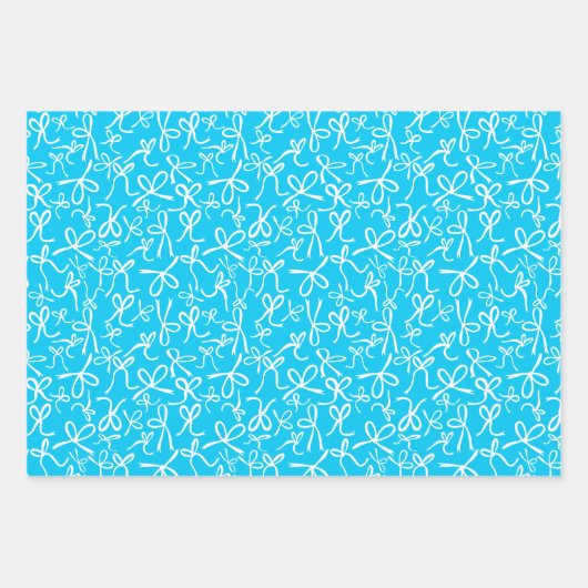 Whimsical Schattige Blauw Wit Bogen Patroon Girly Inpakpapier Vel (Voorkant)
