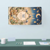 Whimsical Schattige Chibi Kinderen Eid Mubarak Fam Spandoek (Beurs)