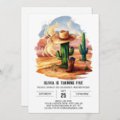 Whimsical Schattige Cowboy Verjaardag Kaart (Voorkant / Achterkant)