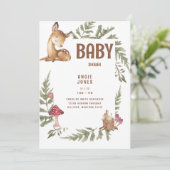 Whimsical Schattige Deer & Rabbit Baby shower Kaart (Staand voorkant)