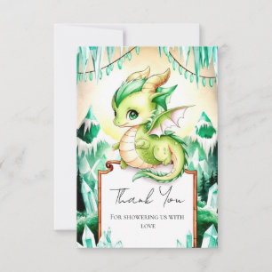Whimsical Schattige Dragon Baby shower Bedankkaart