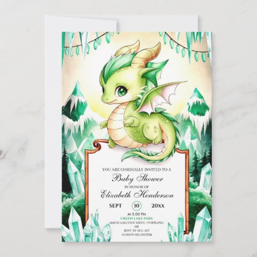 Whimsical Schattige Dragon Baby shower Kaart (Voorkant)