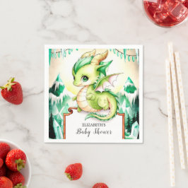 Whimsical Schattige Dragon Baby shower papier Servet