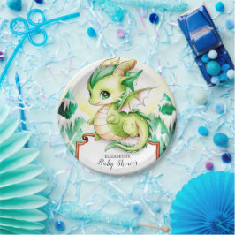 Whimsical Schattige Dragon Baby shower Papieren Bordje