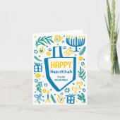 Whimsical Schattige Dreidel Menorah CUSTOM HANUKKA Feestdagen Kaart (Voorkant)