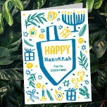 Whimsical Schattige Dreidel Menorah CUSTOM HANUKKA Feestdagen Kaart<br><div class="desc">Perfect schattig kaartje voor een leuke vakantie kaart! Met de hand gemaakte kunst voor jou! VOLLEDIG ! Klik hierboven op "Personaliseren" om de tekst te bewerken. Klik op "Bewerken met ontwerpgereedschap" om de lettertypen, kleuren en plaatsingen aan te passen. (check mijn winkel voor alternatieve design ook) Dit is een gevouwen...</div>
