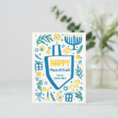 Whimsical Schattige Dreidel Menorah CUSTOM HANUKKA Feestdagenkaart (Staand voorkant)