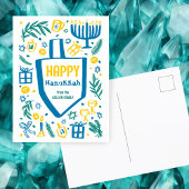 Whimsical Schattige Dreidel Menorah CUSTOM HANUKKA Feestdagenkaart