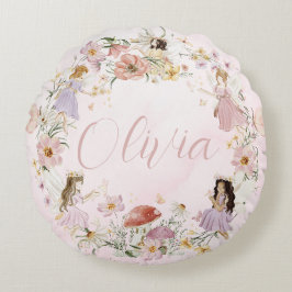 Whimsical Schattige Fairy Wildflower Garden Meadow Rond Kussen