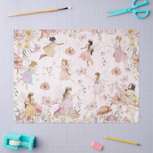 Whimsical Schattige feeën Wildflower Garden Meadow Tissuepapier (Craft)