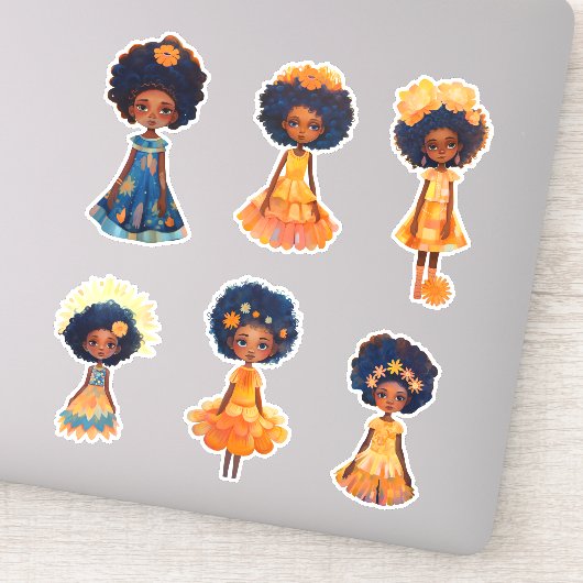 Whimsical Schattige Flower meisjes Sticker (Detail)