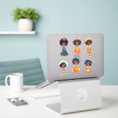 Whimsical Schattige Flower meisjes Sticker (Laptop op bureau)