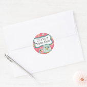 Whimsical Schattige Fun Swirl Uil Baby shower Stic Ronde Sticker (Envelop)