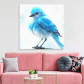*~* Whimsical Schattige Gedetailleerd Blauw Vogel  Canvas Afdruk (Insitu (Woonkamer))