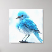 *~* Whimsical Schattige Gedetailleerd Blauw Vogel Canvas Afdruk (Voorkant)