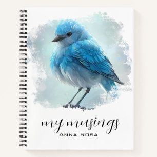 *~* Whimsical Schattige Gedetailleerd Blauw Vogel Notitieboek