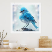 *~* Whimsical Schattige Gedetailleerd Blauw Vogel  Poster (Keuken)