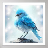 *~* Whimsical Schattige Gedetailleerd Blauw Vogel  Poster (Voorkant)