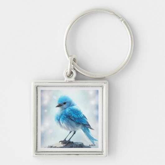 *~* Whimsical Schattige Gedetailleerd Blauw Vogel  Sleutelhanger (Voorkant)