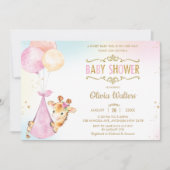 Whimsical Schattige Giraffe Ballonnen Baby shower Kaart (Voorkant)