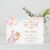 Whimsical Schattige Giraffe Ballonnen Baby shower Kaart (Staand voorkant)