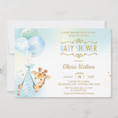 Whimsical Schattige Giraffe Balloons Baby shower B Kaart (Voorkant)