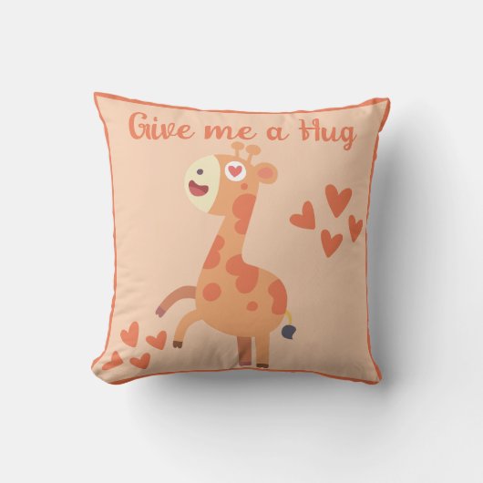 Whimsical schattige giraffe gepersonaliseerde quot kussen (Voorkant)