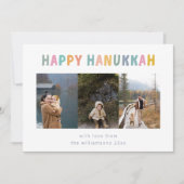 Whimsical Schattige Happy Chanoeka Multi Foto Vier Feestdagenkaart (Voorkant)