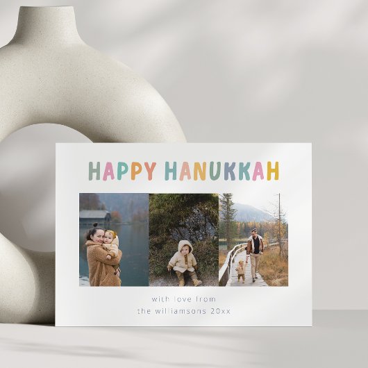 Whimsical Schattige Happy Chanoeka Multi Foto Vier Feestdagenkaart