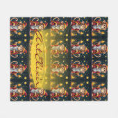 Whimsical Schattige Kawaii Wizard Monkey Pattern Fleece Deken (Voorkant (Horizontaal))