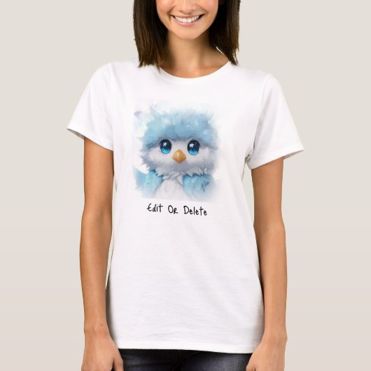 *~* Whimsical Schattige KAWII Blauwe Vogel AP54 Ar T-shirt (Voorkant)