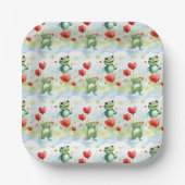 Whimsical schattige kikkers met rode ballonnen papieren bordje (Voorkant)