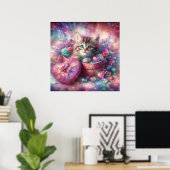 Whimsical Schattige Kitten Bloemen Hart Box Poster (Thuiskantoor)