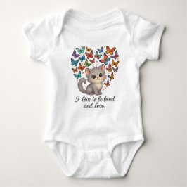 Whimsical Schattige Kitten met Vlinders & Quote Romper