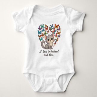 Whimsical Schattige Kitten met Vlinders & Quote Romper