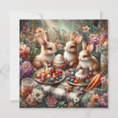 Whimsical Schattige konijnenbrunch Christelijk Pas Feestdagenkaart (Voorkant)