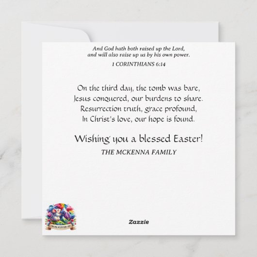 Whimsical Schattige konijnenbrunch Christelijk Pas Feestdagenkaart (Achterkant)