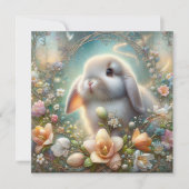 Whimsical Schattige Lop Eared Bunny Art Nouveau Feestdagenkaart (Voorkant)