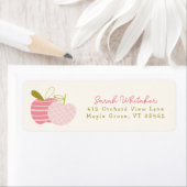 Whimsical Schattige Modern Apple Theme Pink Green Etiket (Insitu)