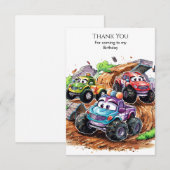 Whimsical Schattige Monster Truck Verjaardag Bedankkaart (Voorkant / Achterkant)